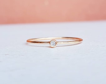 Tiny Diamond Ring - Etsy