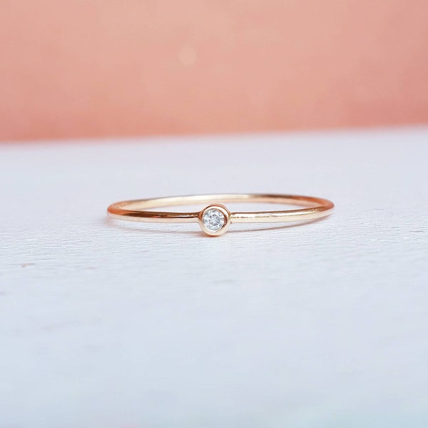 Rose gold diamond ring, tiny diamond ring, diamond stacking ring, 9ct gold diamond ring, thin diamond ring, diamond ring, rose gold ring