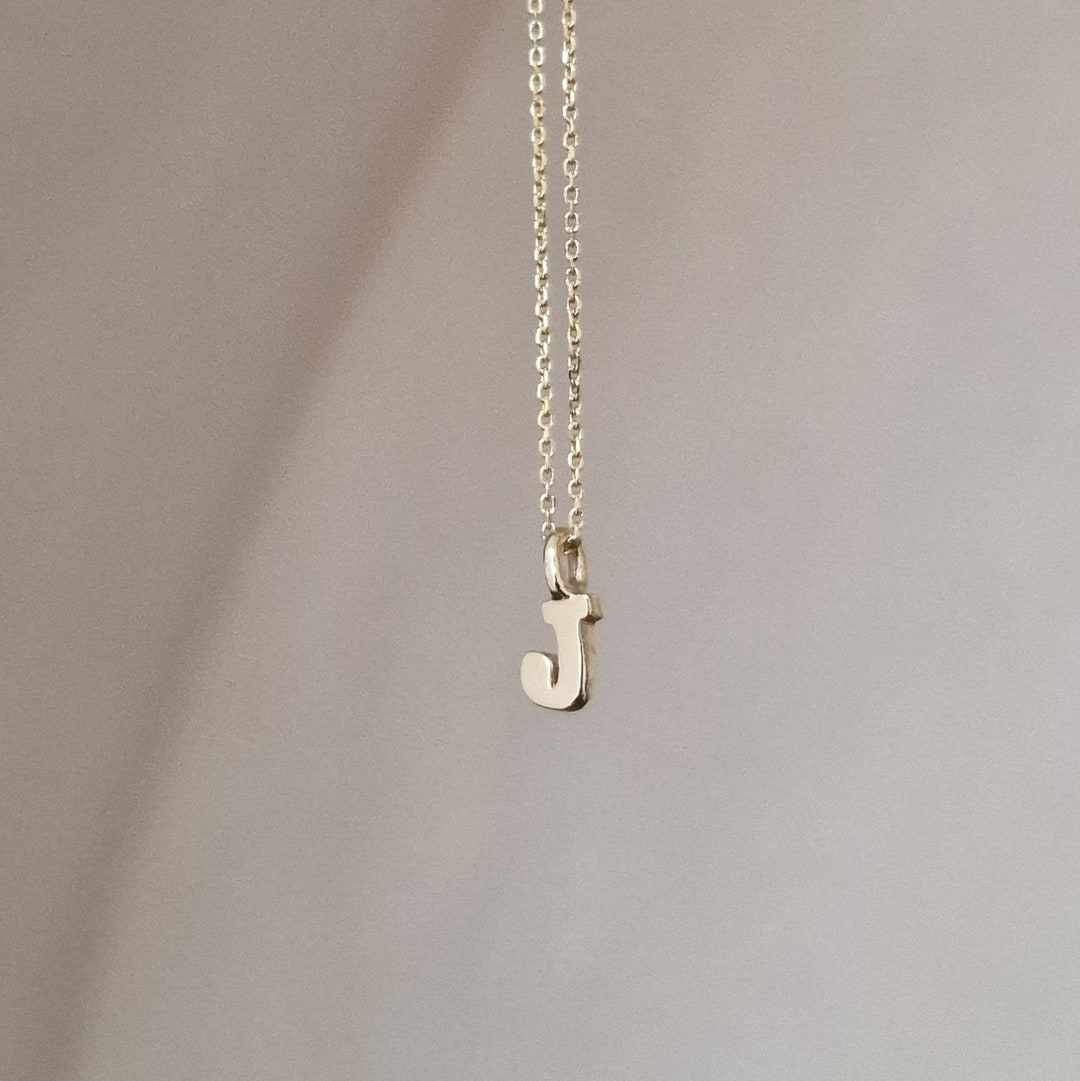 9ct Gold Mini Intial Necklace Solid Gold Alphabet Necklace Etsy