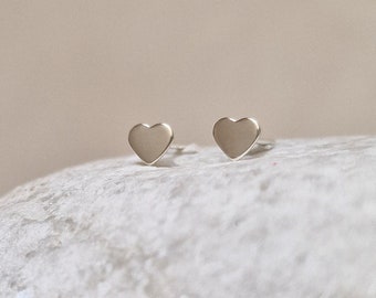 Tiny heart studs, tiny heart earrings, sterling silver heart earrings, gold heart earrings