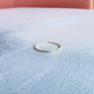 9ct gold stacking ring, 9ct gold ring, hammered stacking ring, gold hammered ring, solid gold ring, thin stackable ring, gold dainty ring, image 2