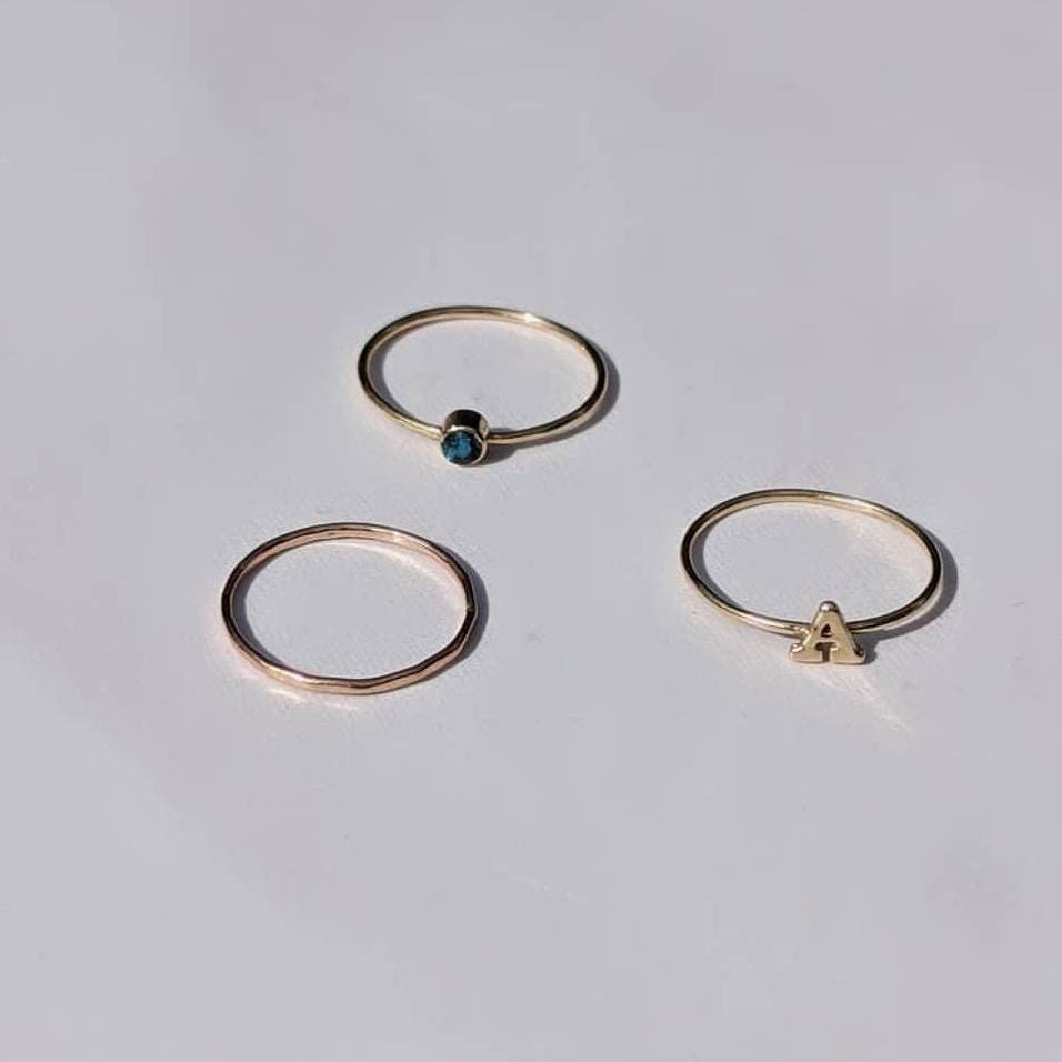 9 Carat Gold Topaz Stacking Ring November Birthstone Ring - Etsy UK
