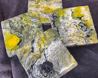 Acrylic poured 4" stone tiles Coasters, set of 4