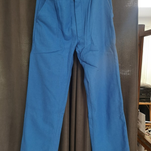 Vintage Men's wool pants 1960's 70's Italian blue trousers Sz 50 M/L never worn Retro Cool