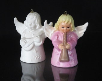 Vintage Pair 1976 1977 Keepsake Goebel Angel Bells Ornaments