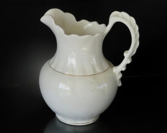 Admiral VP Co V.P.C.O. Ironstone Wash Basin Pitcher Vase in Creamy White Ivory c.1800s Vintage Antique