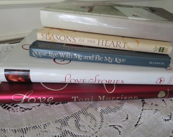 Love Stories Book Set of 5 Hardcover Romance Novels and Poetry Valentines Day Poems Books Gift Decor