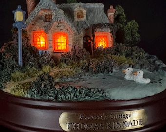 Avon Thomas Kinkade 'Red Cottage' Beleuchtet Cottage 1990er Jahre