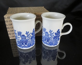 Churchill of England Blue Willow Mugs/Cups c. 1960s 1970s