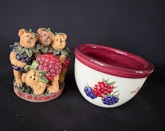 Seltenes 2 teiliges Set von Boyds Bears und Friends. We Be Jammin und Bearware Pottery Works Beerenschale. 2003/2004