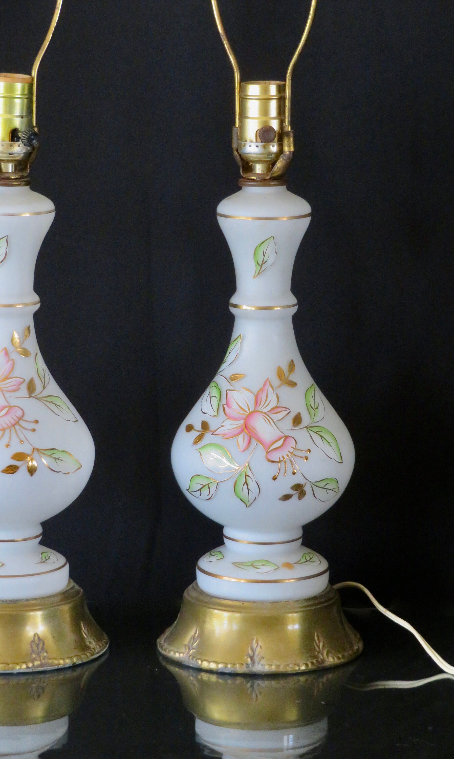 Vintage Pair of Hand Painted Table Lamps Bedside Lamps Etsy