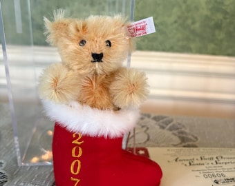 2007 Steiff Sammler Teddybär Weihnachtsschmuck "Santa's Surprise"""