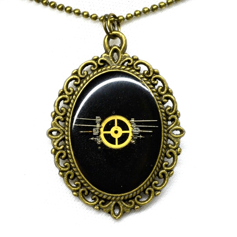 Aviation necklace steampunk gear cog fly flying plane resin necklace art work long necklace