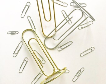Clips de papel Jumbo, Clip de memoria de metal, oro y plata Paperclip Art. Decoración del hogar retro, decoración de la oficina. Paperclip Picture Display, Regalo de Oficina