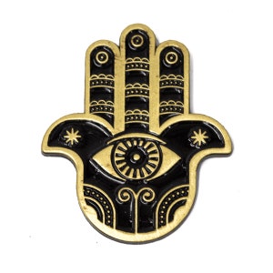 Hamsa Hand Antique Gold Enamel Pin