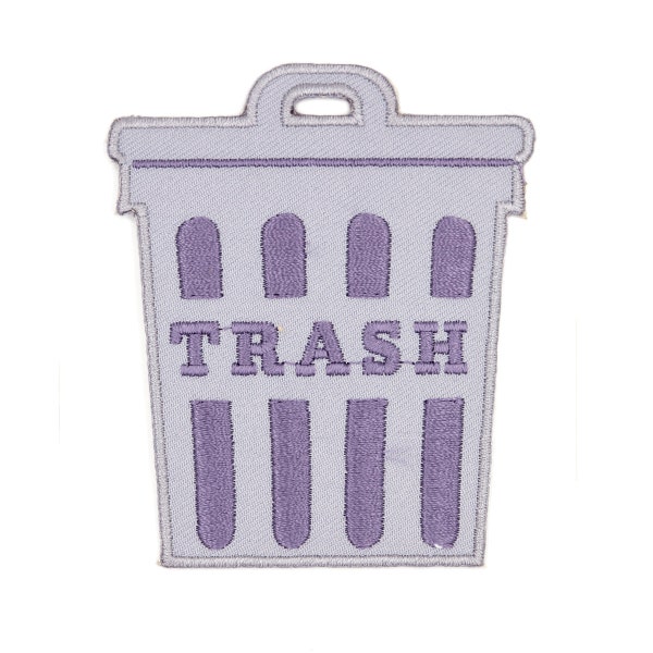 Trash Can Embroidered Iron-On Patch