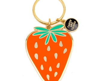 Strawberry Enamel Keychain