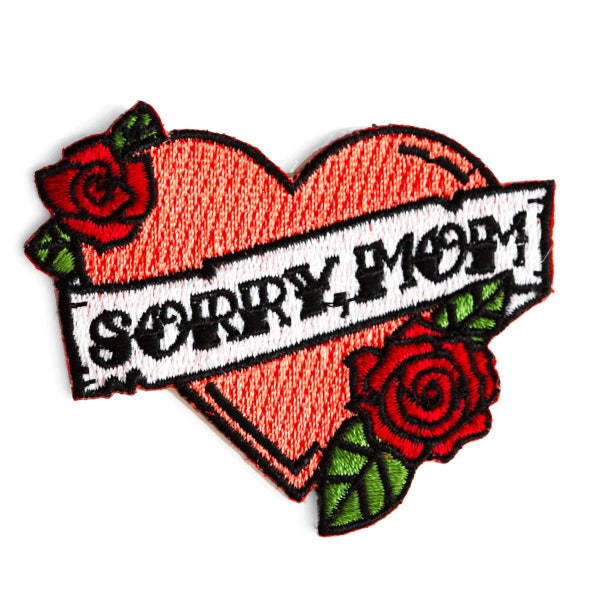 Sorry Mom Heart Embroidered Iron-On Patch