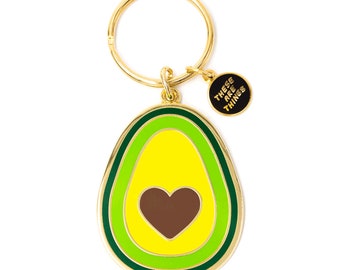 Avocado Heart Enamel Keychain