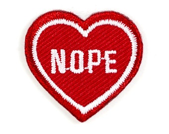 Badge Sew on patch Applique Multicolour Nope Slogan Heart Iron on