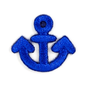 May include: A blue embroidered anchor patch. The anchor is a nautical symbol of hope and stability.