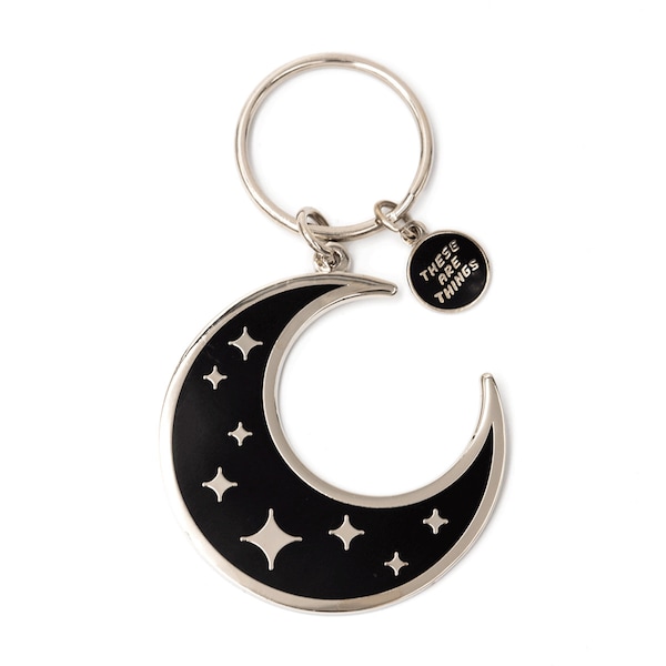 Crescent Moon Enamel Keychain