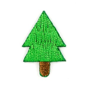 May include: A green embroidered felt Christmas tree patch with a brown felt trunk.