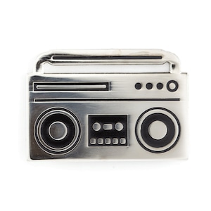 Silver Boombox Enamel Pin