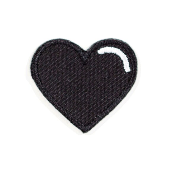 Black Heart Embroidered Mini Sticker Patch Etsy