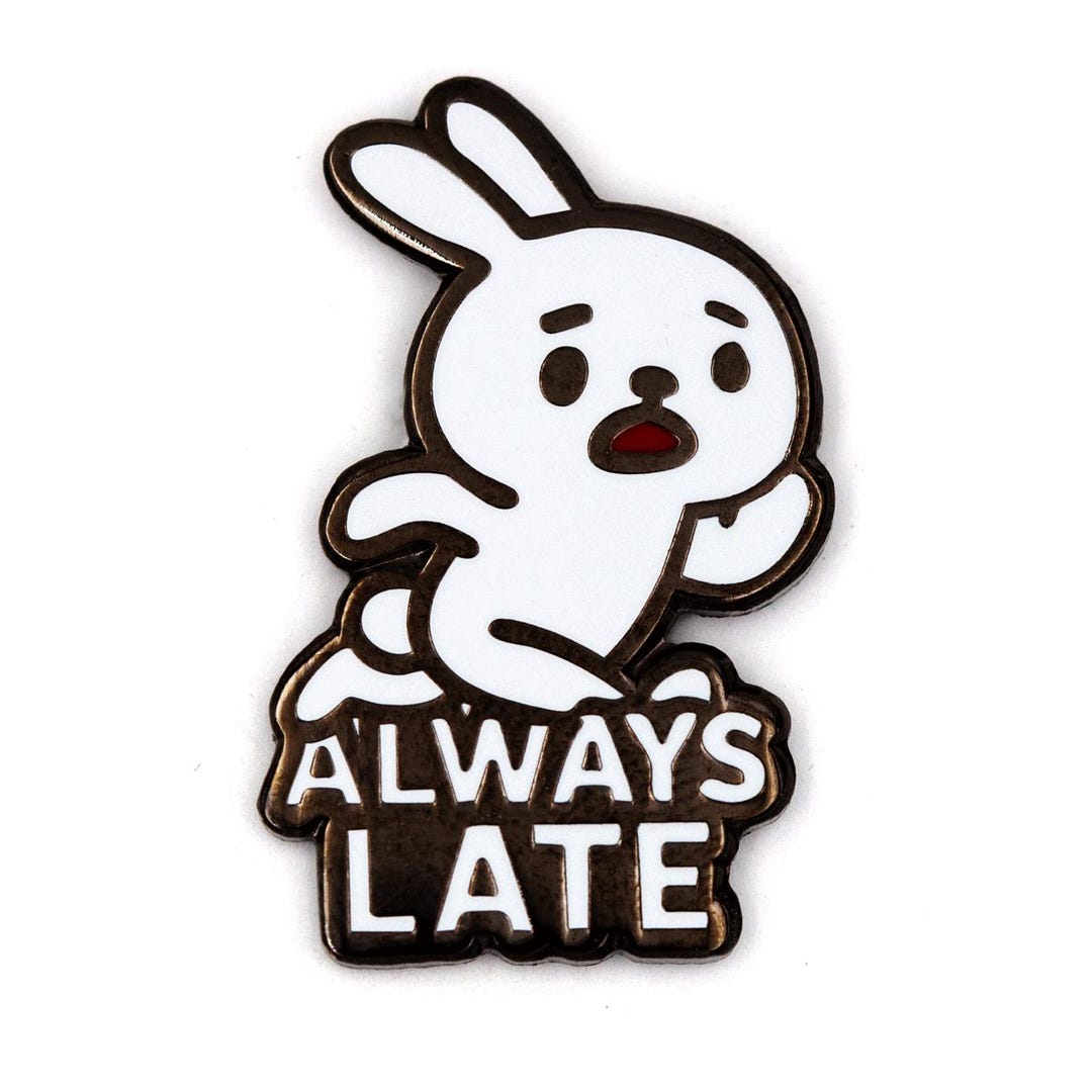 Always Late White Rabbit Enamel Pin - Etsy
