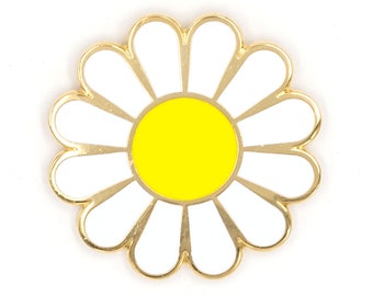 White Daisy Enamel Pin