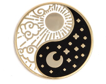 Yin Yang Sun and Moon Enamel Pin