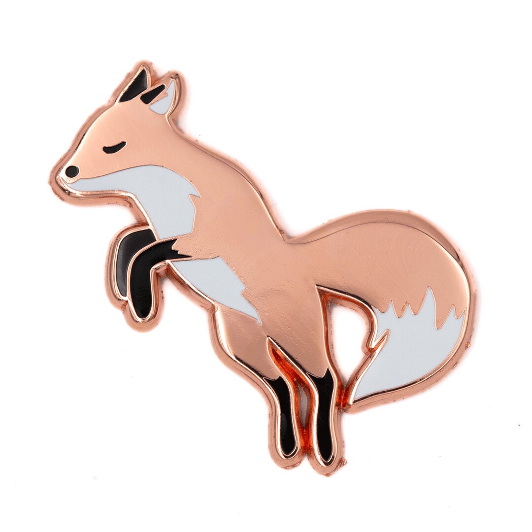 Jumping Fox Enamel Pin - Etsy