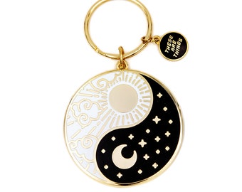Yin Yang Sun and Moon Enamel Keychain