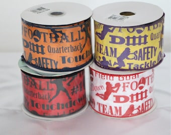 Football Touchdown Phrases Ribbon Roll, 2.5” x 10 yds Wired Edge, Team Sports