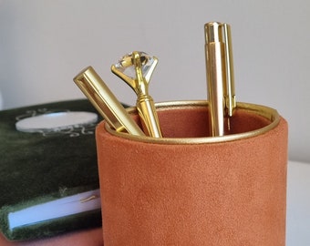 Personalized Orange Copper Pencil Holder or Makeup Brush Holder | Modern Personalized Pen Cup For Desk