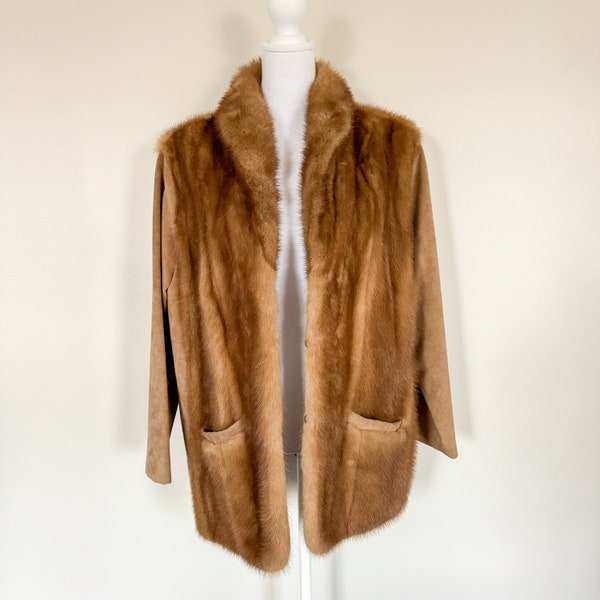 Vintage Artic-Adorn Furs Mink and Suede Coat Brown Tan Jacket
