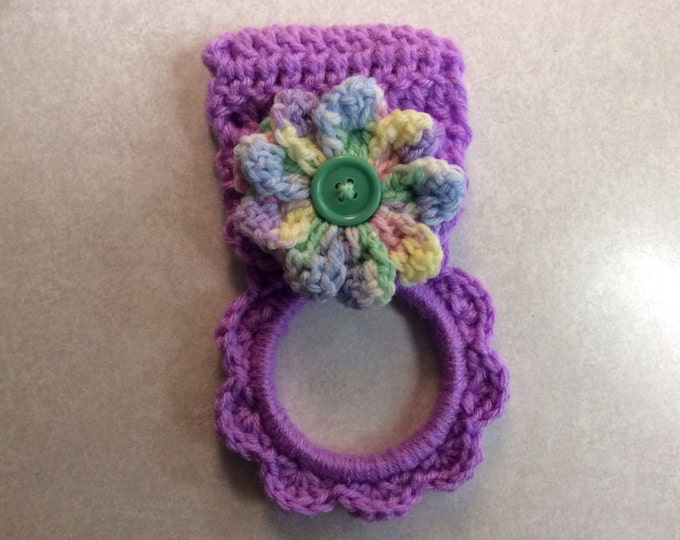 Kitchen Towel Hanger / Daisy / Hand Crochet / Lavender / Etsy