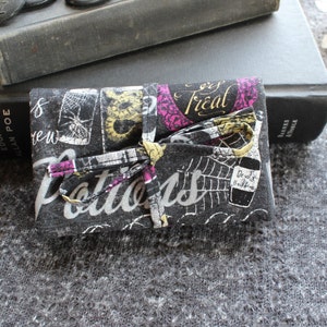 KLEINE Lenormand Tarot Orakel Spielkarten Deck Wickeltasche - Halloween Tränke Nachtschatten Fledermäuse Brühtee Hexen Silber Glitzer