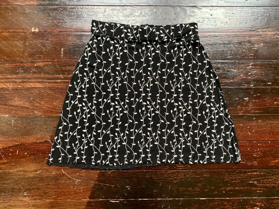 vintage 90s black floral vine daisy micro mini sk… - image 5