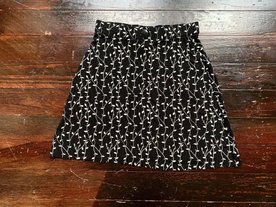 vintage 90s black floral vine daisy micro mini sk… - image 1