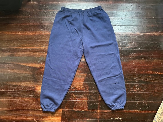 vintage 80s XL navy blue Hanes jogger sweatpants … - image 4