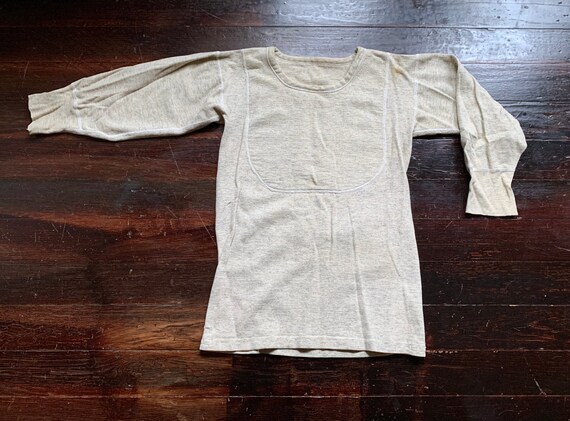 vintage 50s cotton thermal undershirt, gray oatmea