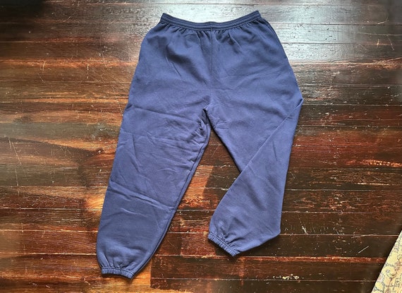 vintage 80s XL navy blue Hanes jogger sweatpants … - image 1