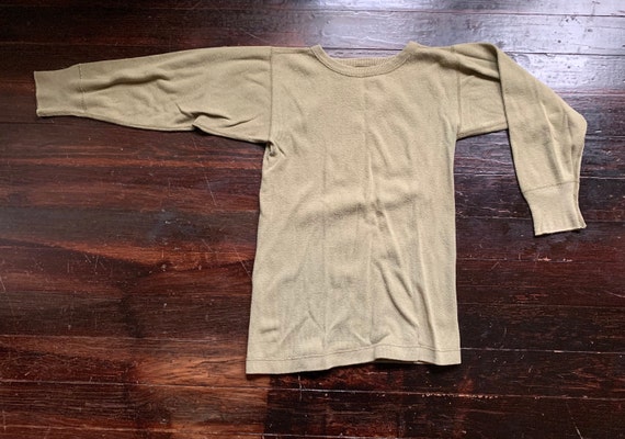 vintage 1940s olive green ribbed long sleeve therm