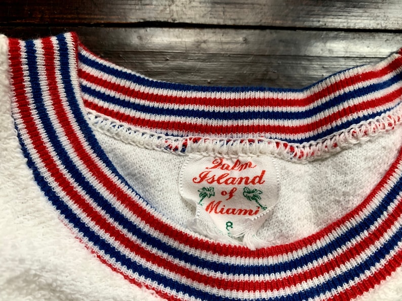 vintage RARE 50s Mackinac Island tourist t-shirt Michigan youth ringer tee children/'s terry cloth textured well-worn horse red white blue