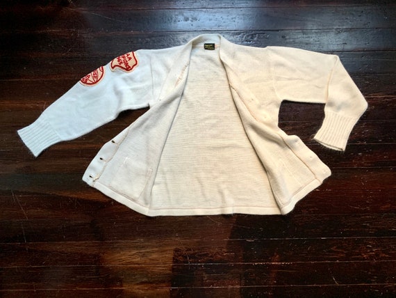Pull Vintage Letterman H.L. Whiting College 1963 - Taille S-M, Occasion Avec Quelques Trous
