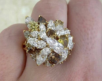 0.75ct Marquise Cut Diamond Ring. 18K Yellow Gold Ring.