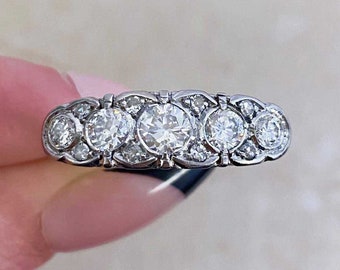 Antique Art Deco 1.50ct Old European Cut Diamond Ring, Circa 1920. Handcrafted Platinum Ring.