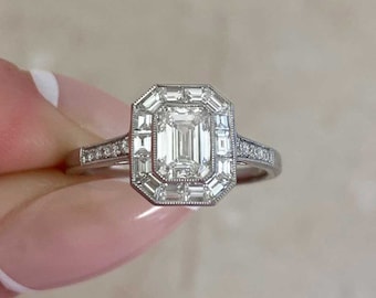0.80ct GIA-Certified Emerald Cut Diamond Ring. Platinum Ring.